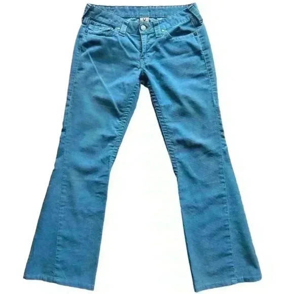 True Religion vintage y2k blue corduroy joey flare pants - Picture 2 of 10